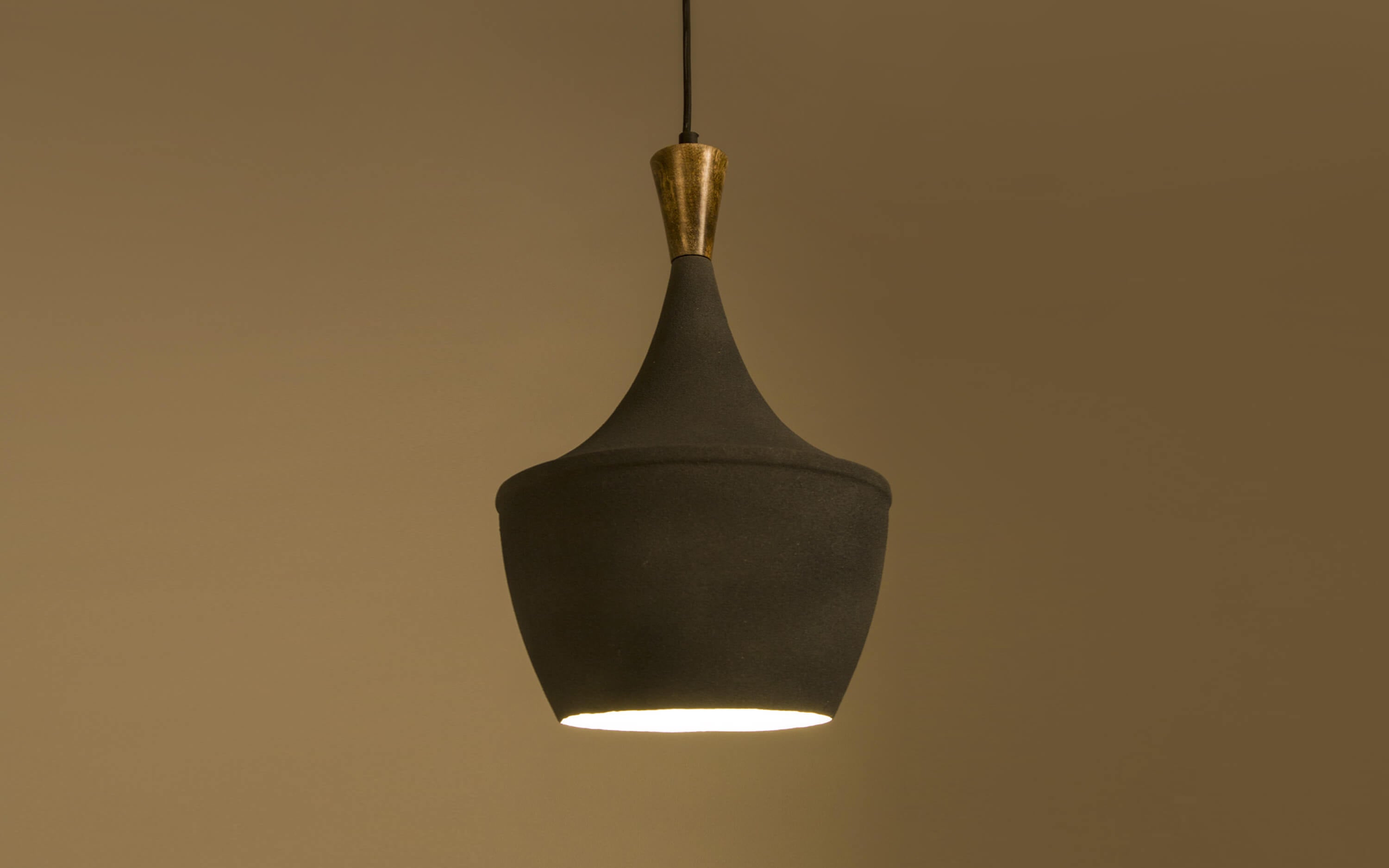 Buy Gris Cone Hanging Lamp for Bedroom - Close shot - from upper angle - Orange Tree