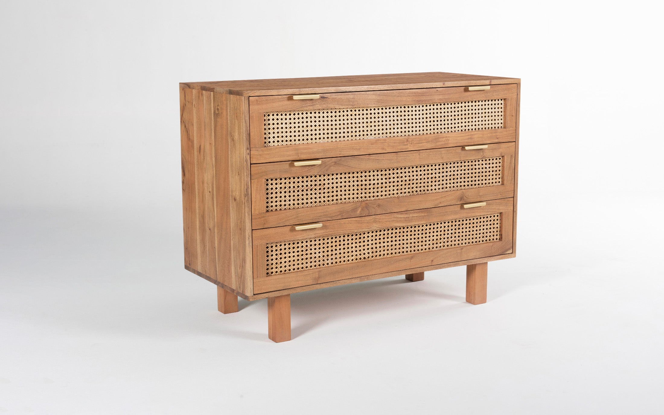 Kyoto Chest of Drawers Crafted from Solid Wood and Cane - with white background - Orange Tree
