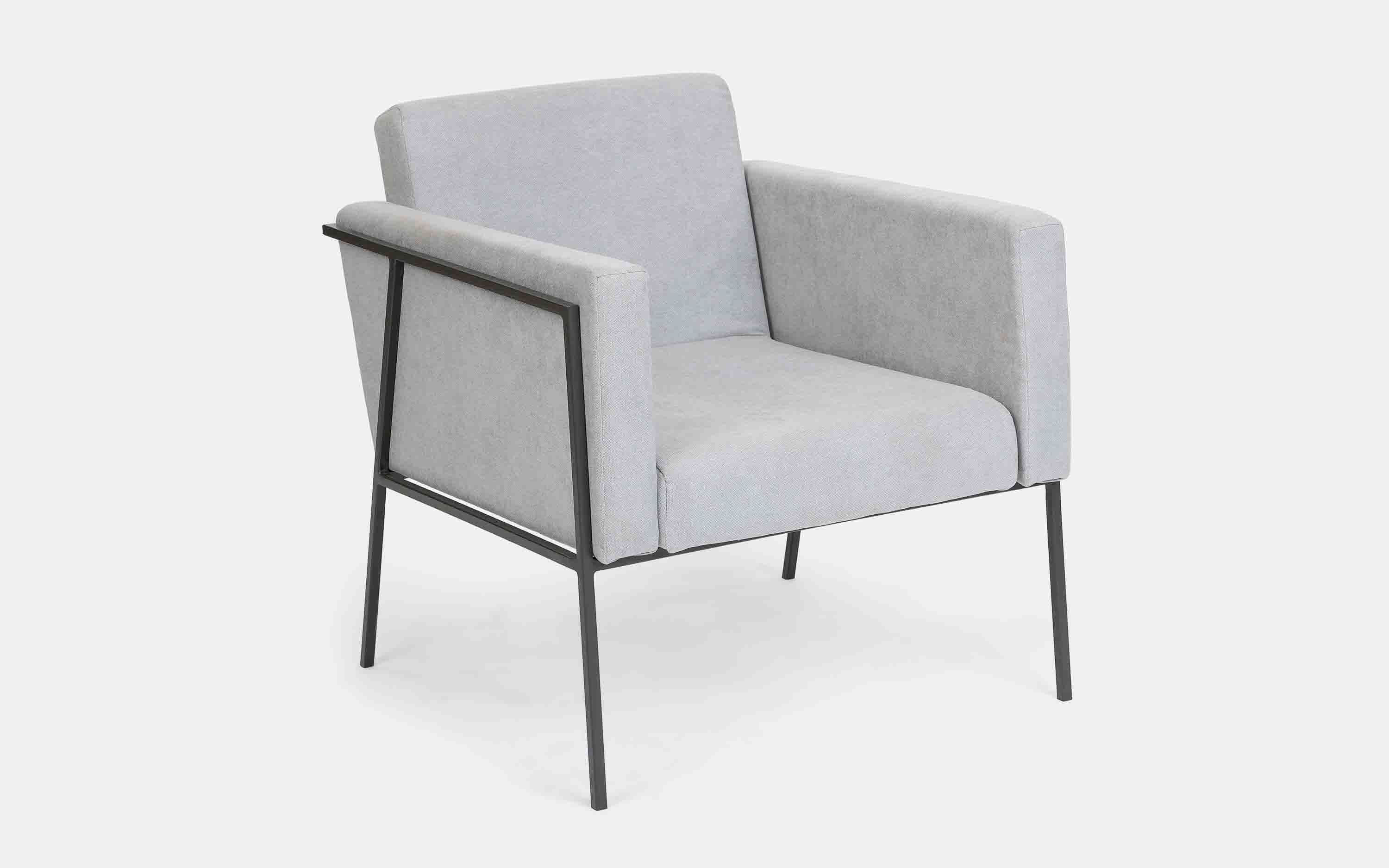 Metrix Lounge Chair with Grey Upholstery for Modern Living Room - with white background - Orange Tree