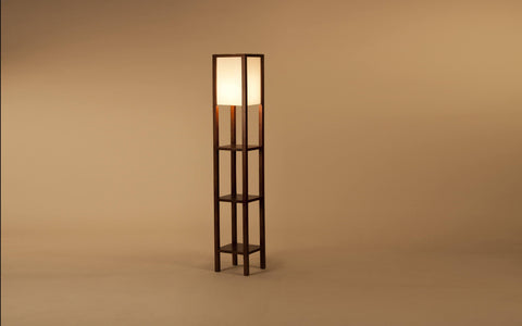 Wooden floor lamp with walnut finish