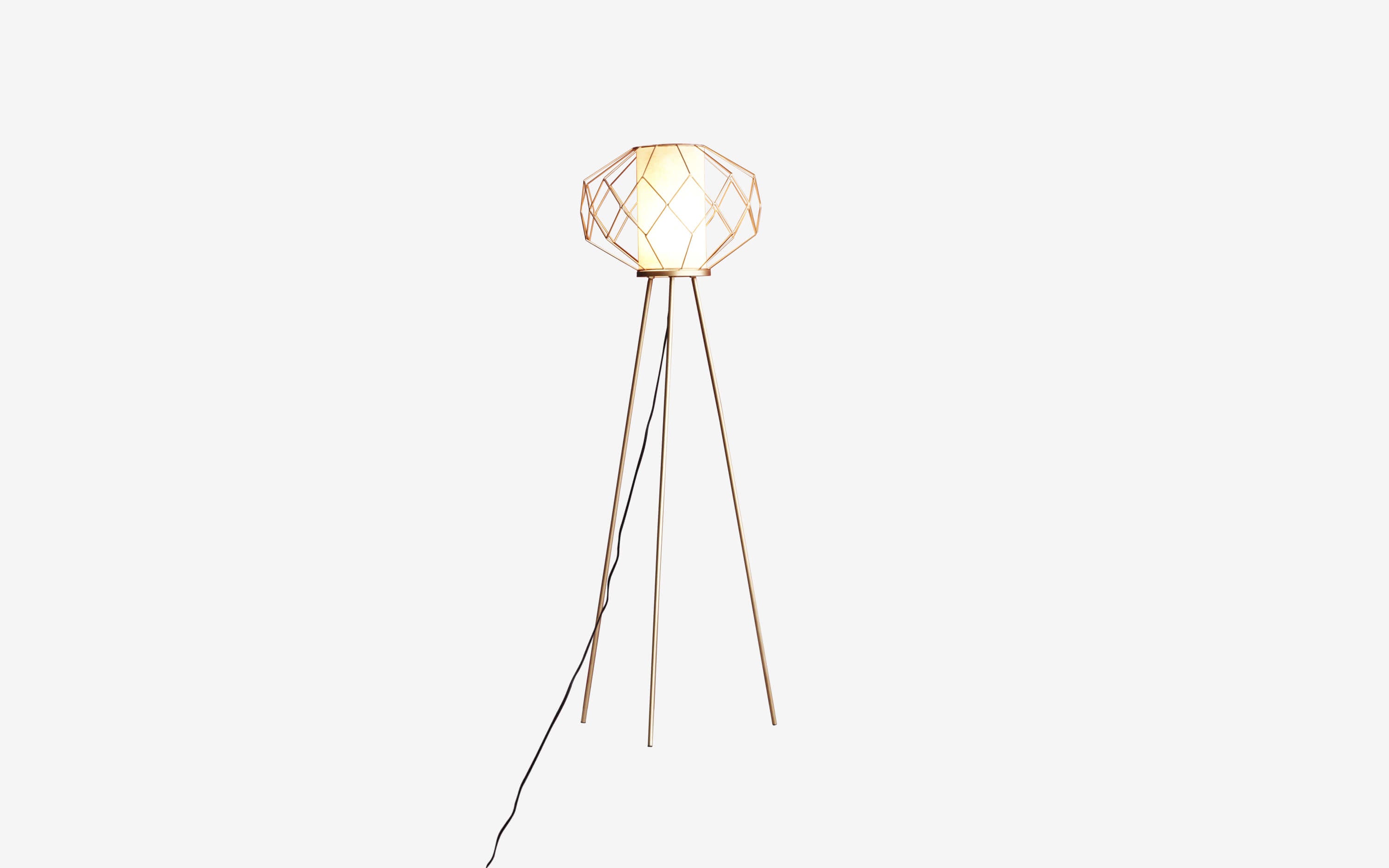 Ori Gold Tripod Floor Lamp | Metal Lamp - Close shot - Orange Tree