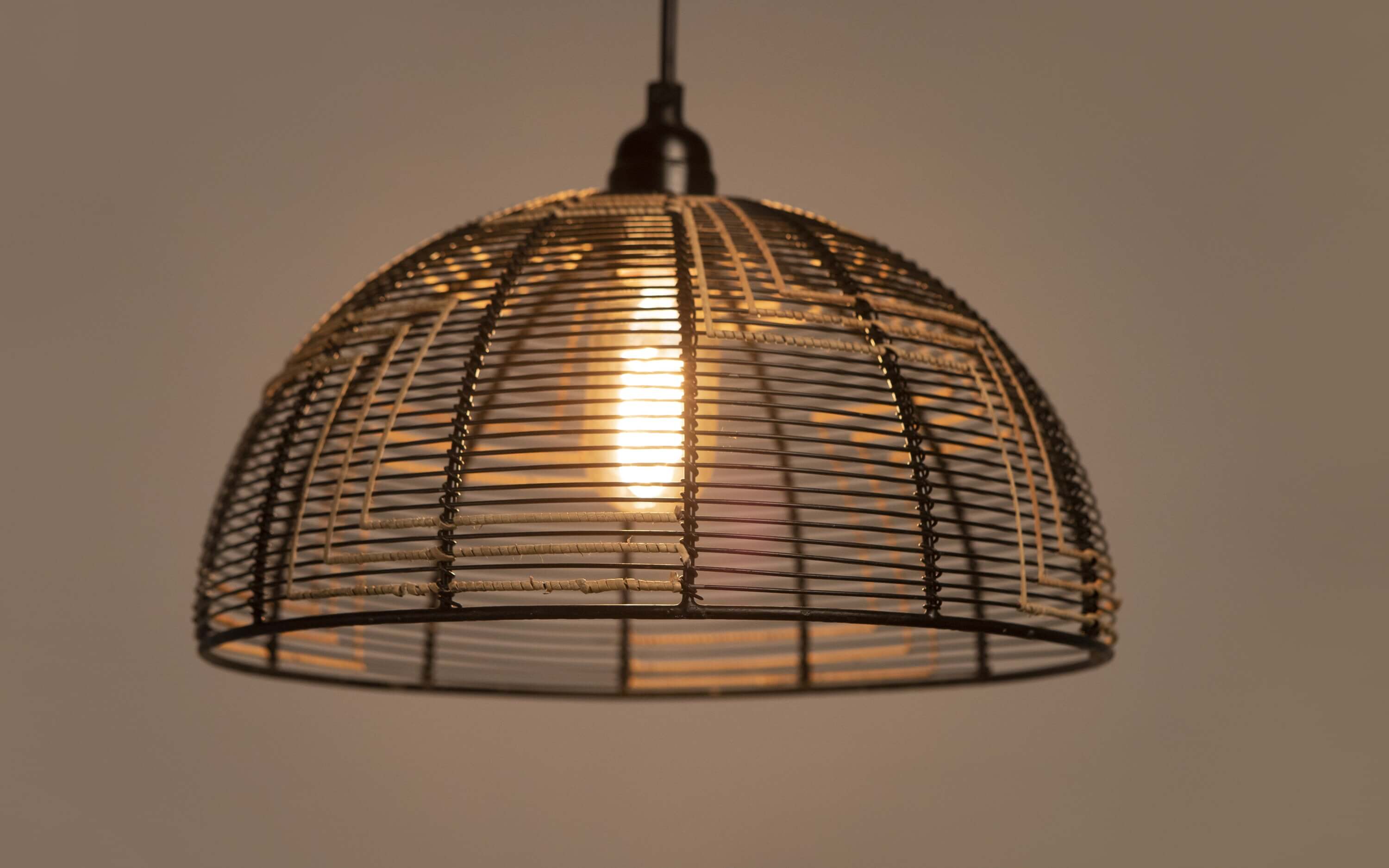 Buy Zulu Dome Metal Hanging Lamp - Close shot - from left angle - Orange Tree