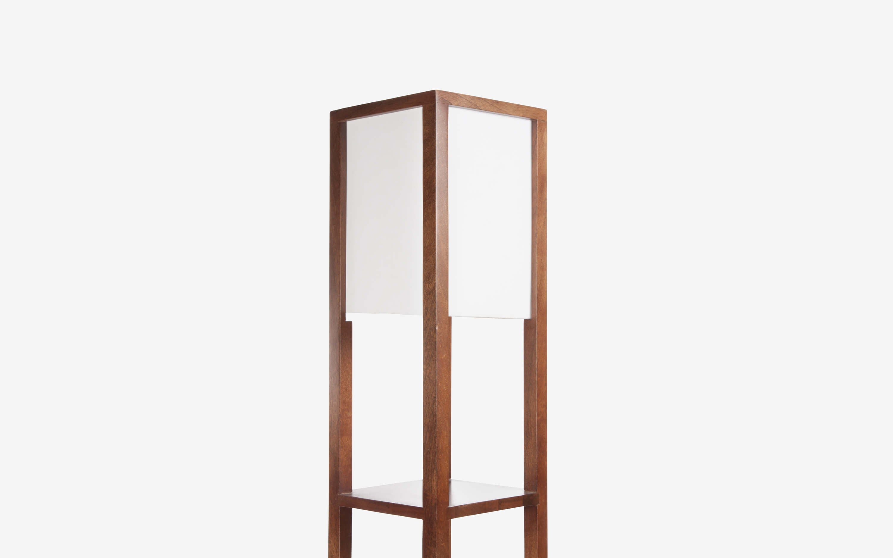 Wooden floor lamp with walnut finish