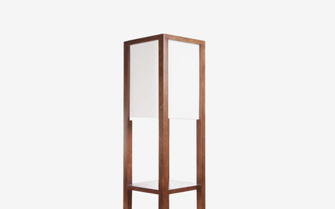 Wooden floor lamp with walnut finish