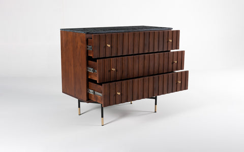 ipiano chest of drawers made of acacia wood with the autumn finish