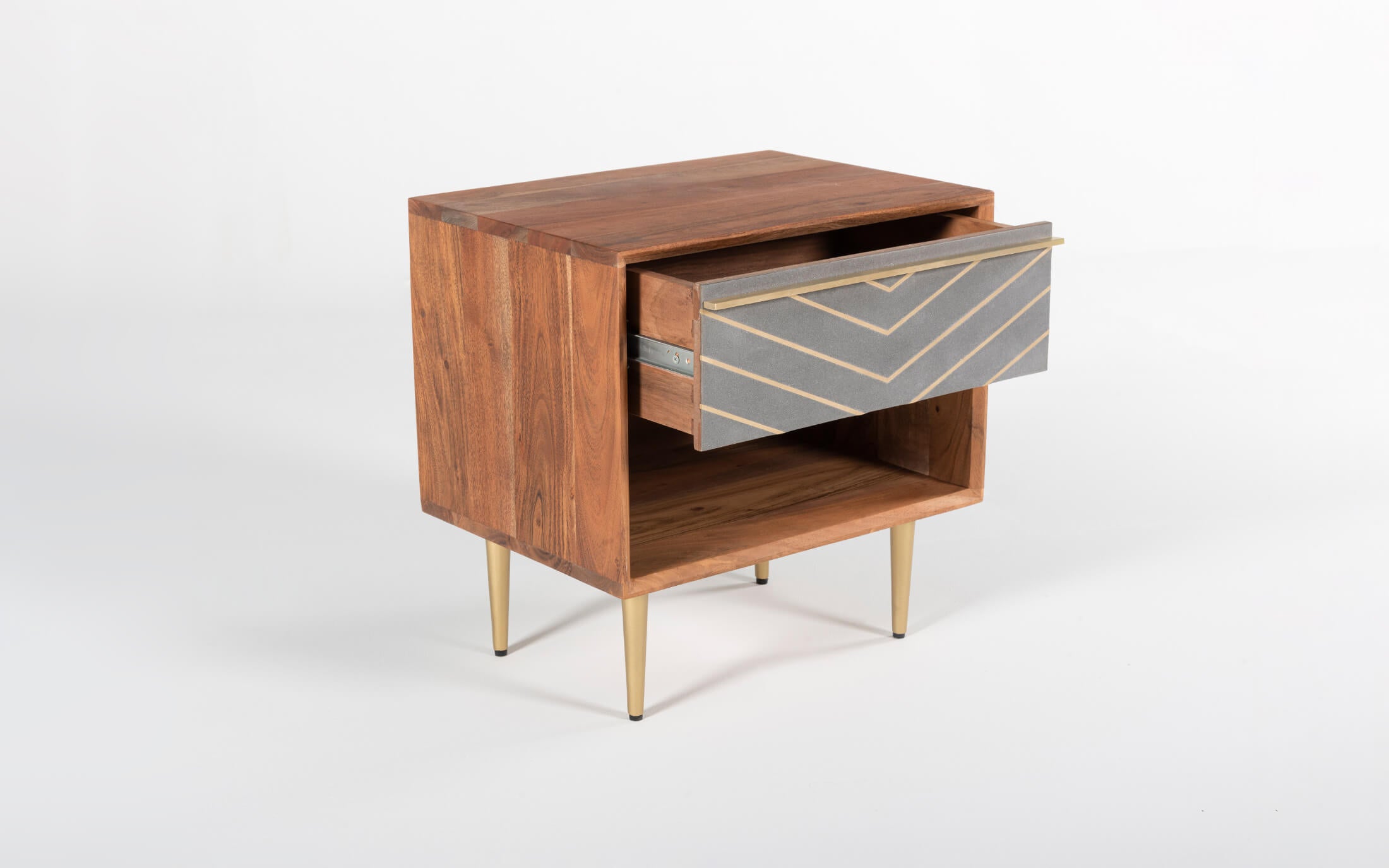 Toshi Mordern Bedside Table With Open Drawer- Orange Tree Home 
